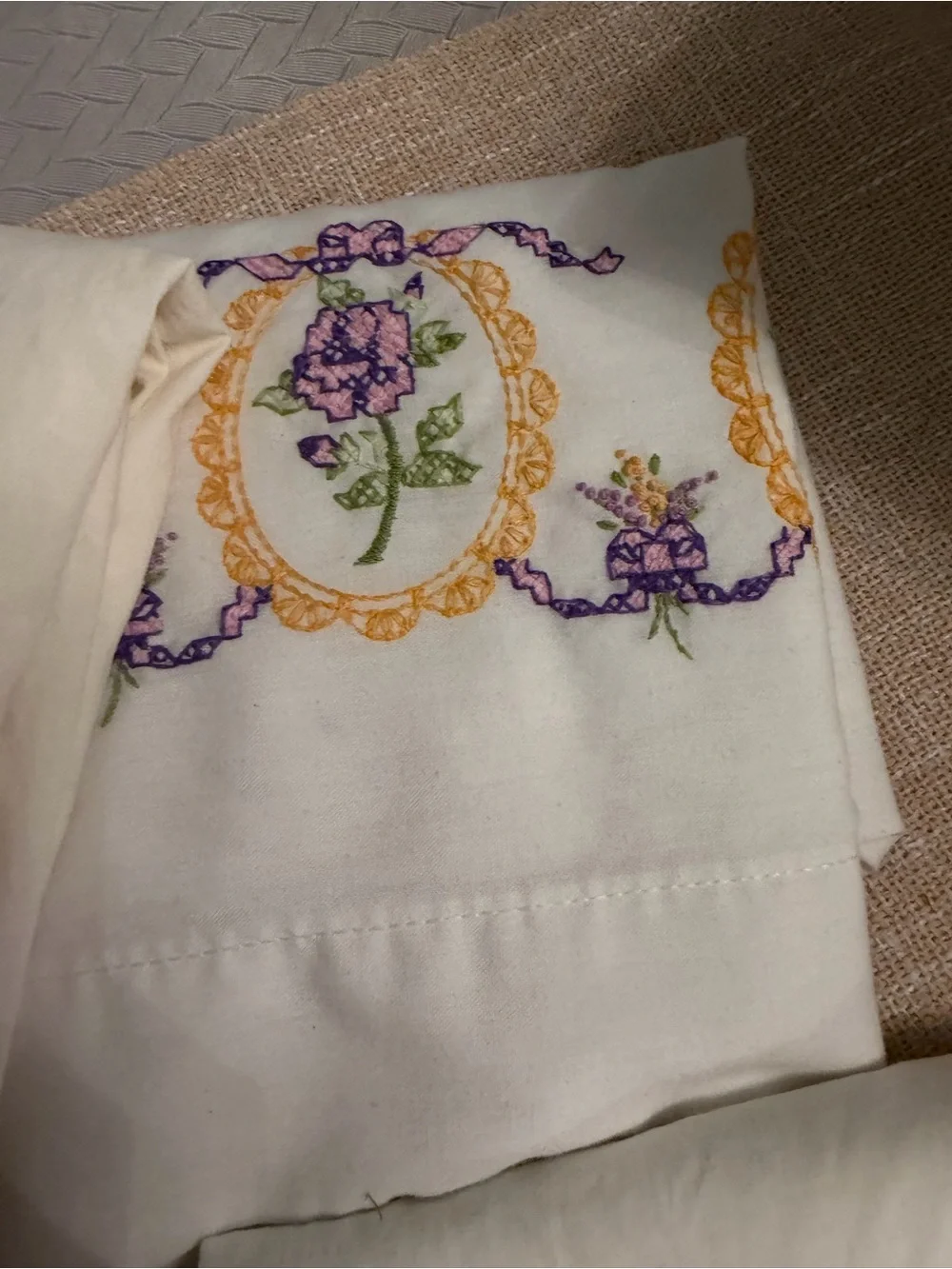 Vintage embroidered pillow